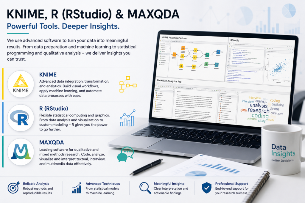 knime, r (rstudio), maxqda